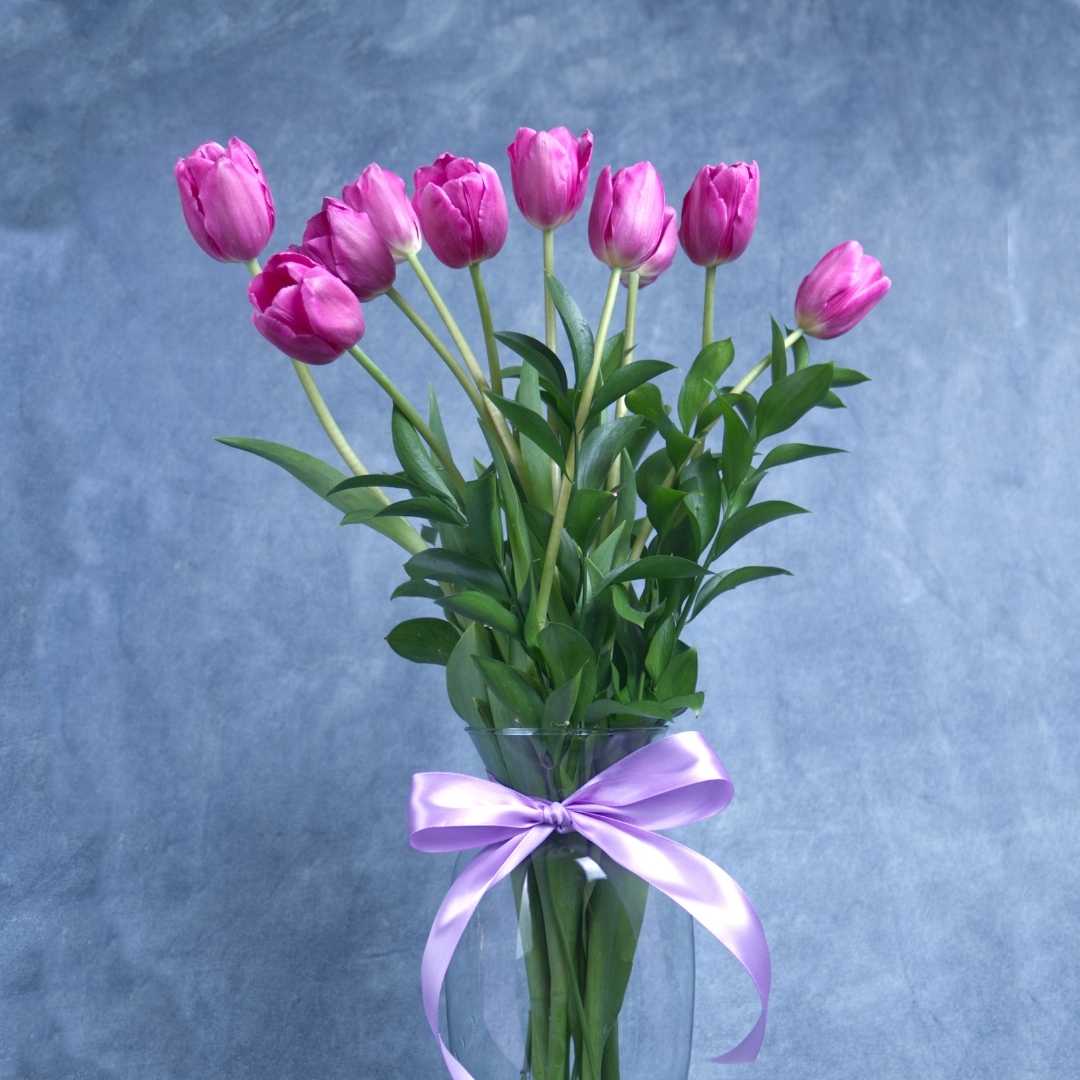 bouquet of pink tulips